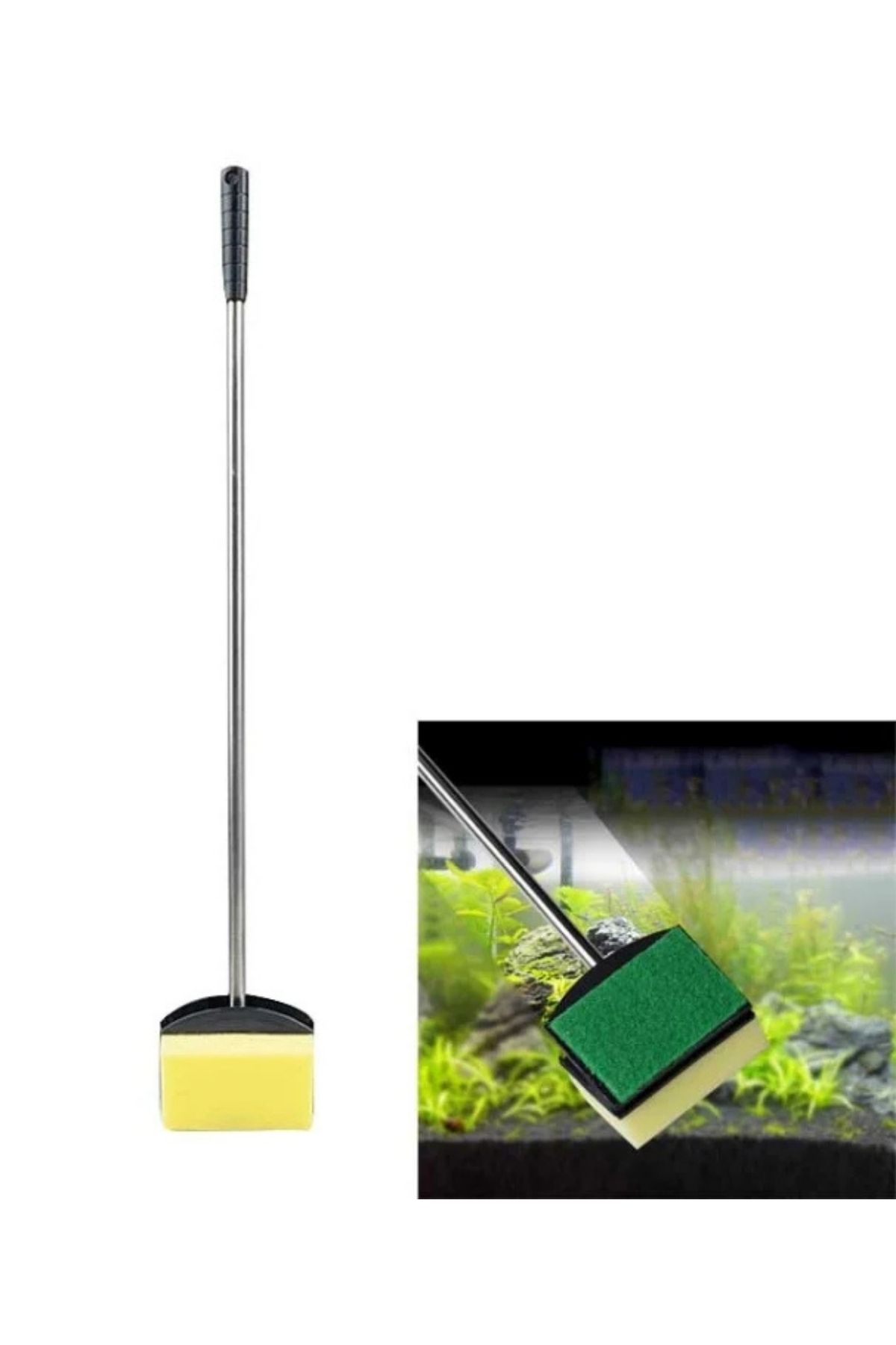 Uzun Saplı Akvaryum Cam Temizleme Süngeri (Çift Taraflı) 90 cm