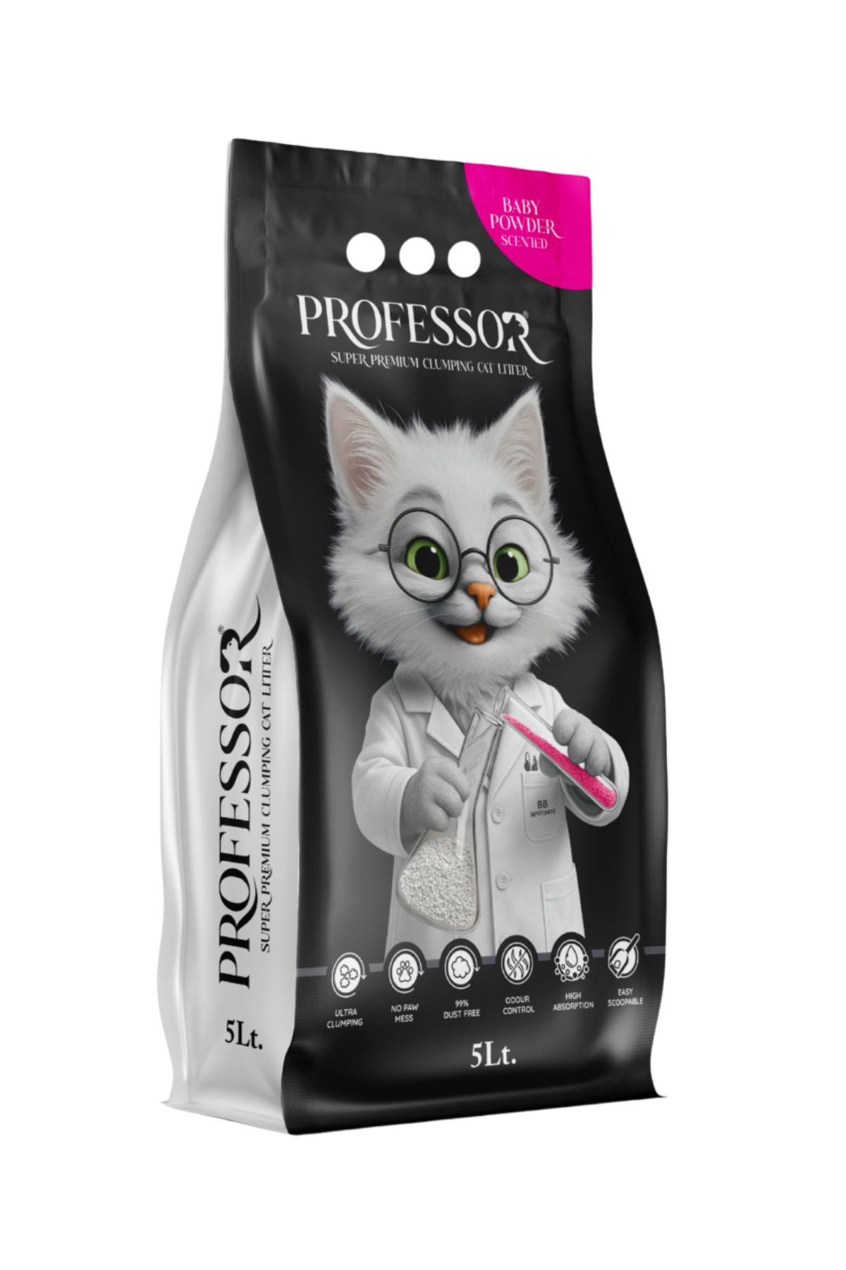 Bebek Pudrası Kokulu Beyaz Bentonit Kedi Kumu 5 Lt