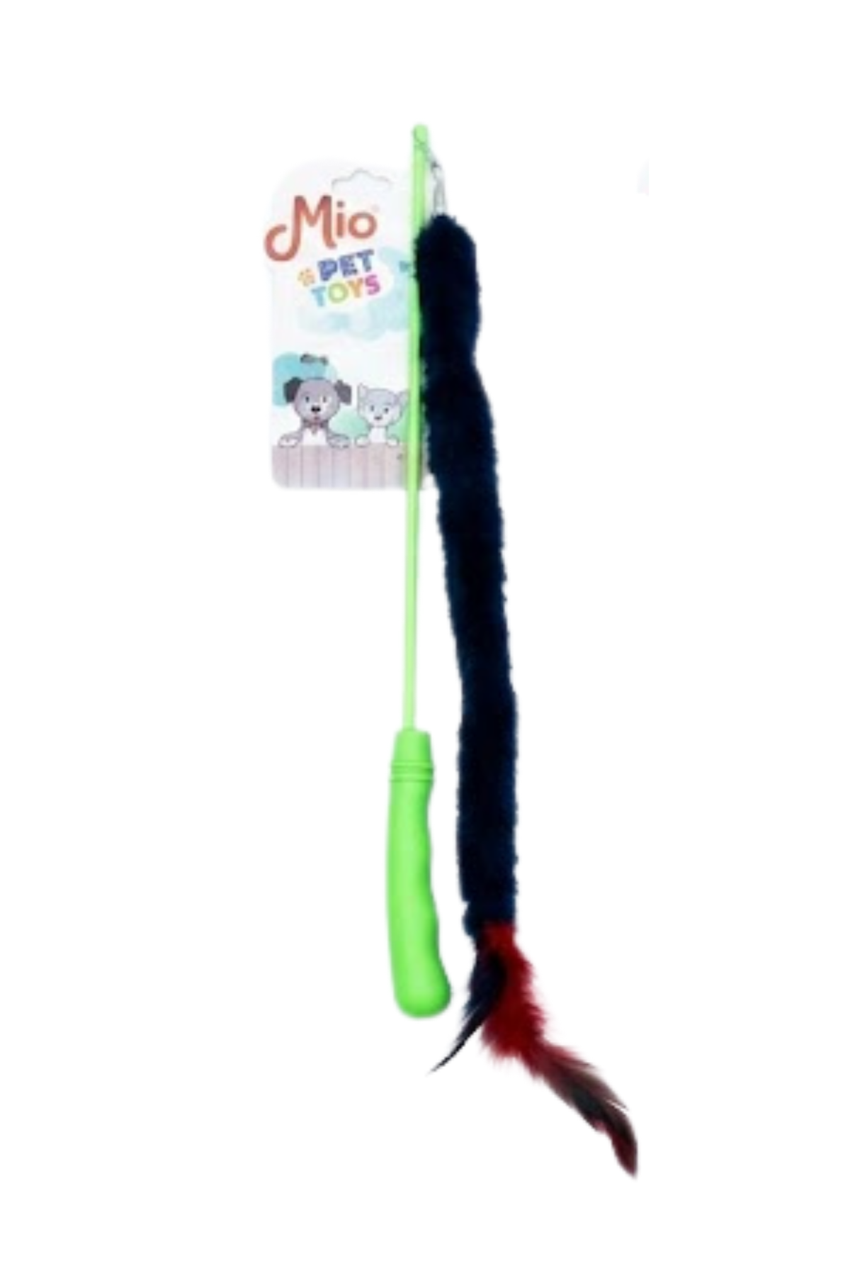 Peluşlu Tüylü Kedi Olta Oyuncağı Yeşil