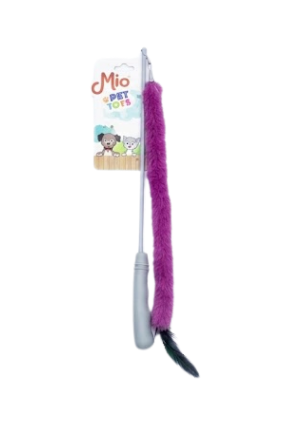 Peluşlu Tüylü Kedi Olta Oyuncağı Gri